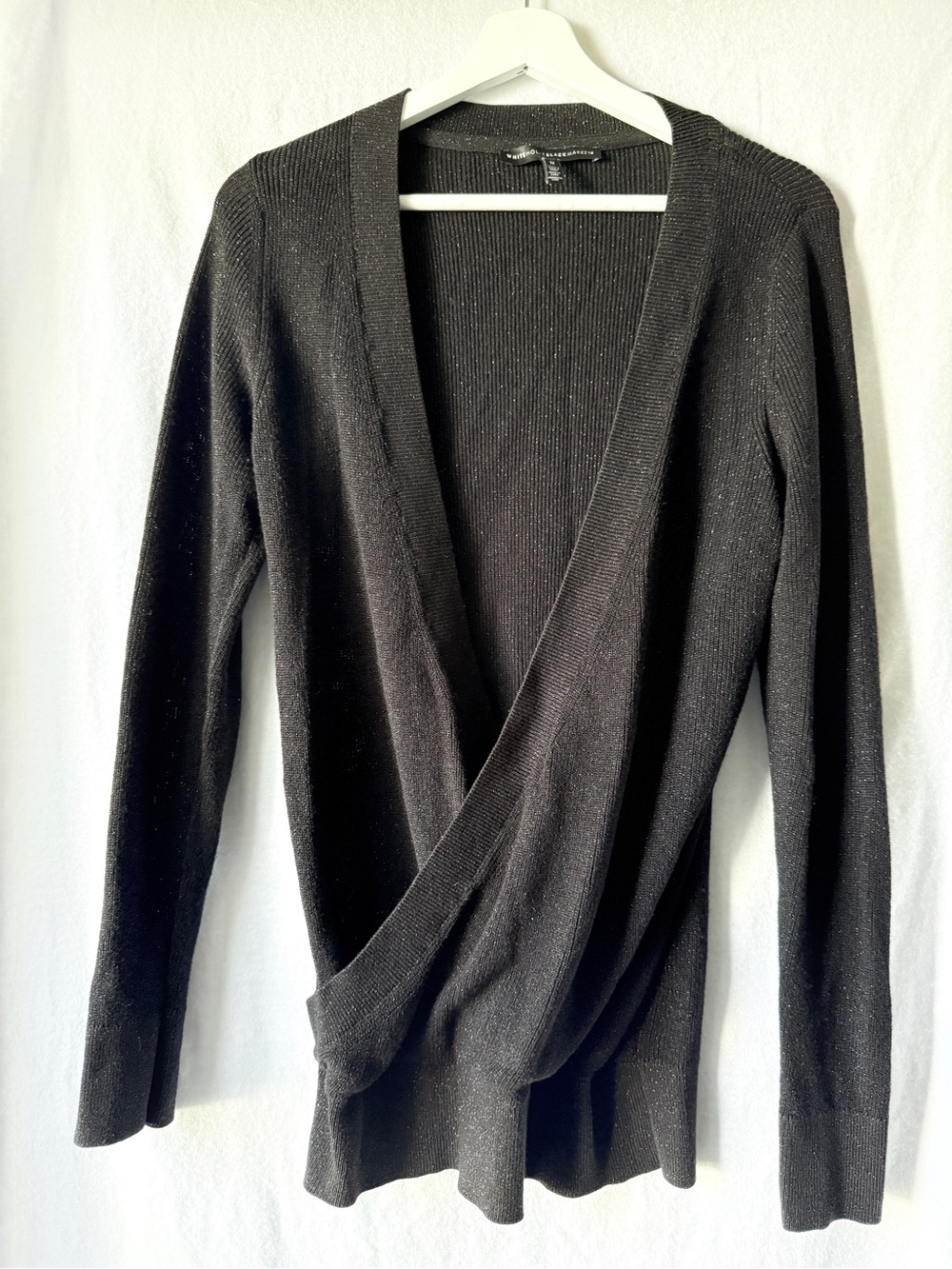 White House Black Market Sparkle Black Ribbed Sweater